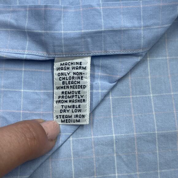 Vintage Ralph Lauren Yarmouth Shirt 17.5 36/37 Lightweight Blue Plaid Career - Picture 7 of 11